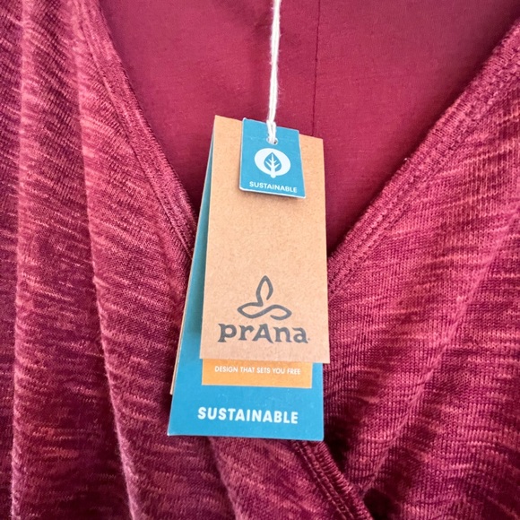 Prana Nadia Dress Space-Dyed Faux Wrap Lined Nocturnal Red XL NWT - Picture 8 of 10